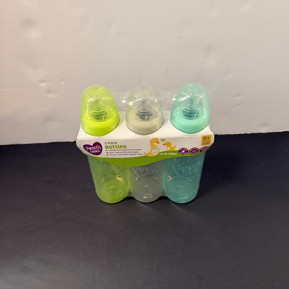 Parent's Choice 3 Pack Bottles 9 oz 0+ Months Slow Flow BPA Free - Picture 3 of 7